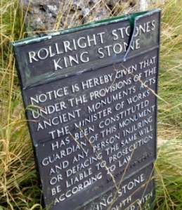 A Ministry of Works sign at the Rollright Stones, in Oxfordshire, vandalised in 2007.